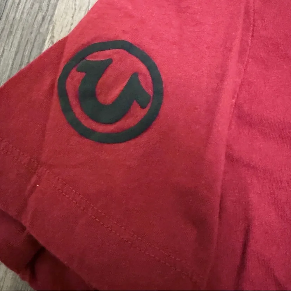 True Religion Streetwear Red Tee buddah on back. Size L